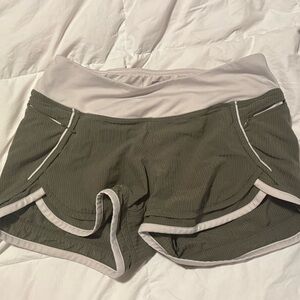 Hylete Olive and White Women's Athletic Shorts
